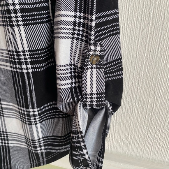 NWT Black and White Button Up Flannel - Picture 2 of 5
